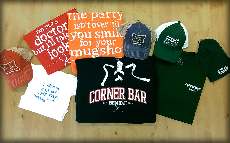 Corner Bar t-shirts and hats