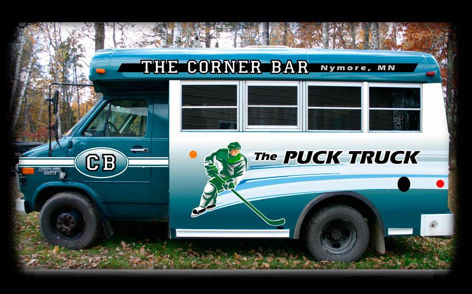 The Puck Truck transport bus at Corner Bar